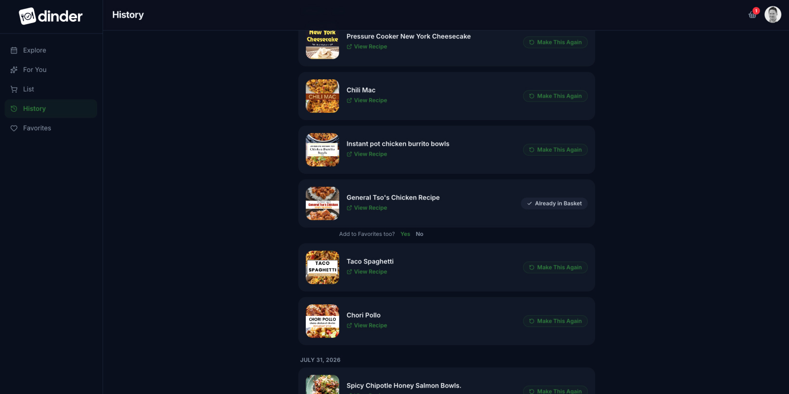 The History tab